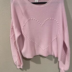 Jessica Simpson Pink Heart Crew Neck Sweater